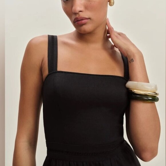 NEW Reformation Everett Sleeveless Linen Embroidered Midi Dress | US 2 UK 6 - Picture 4 of 13